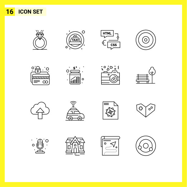 在网格上为ATM卡目标设置16个轮廓图片下载