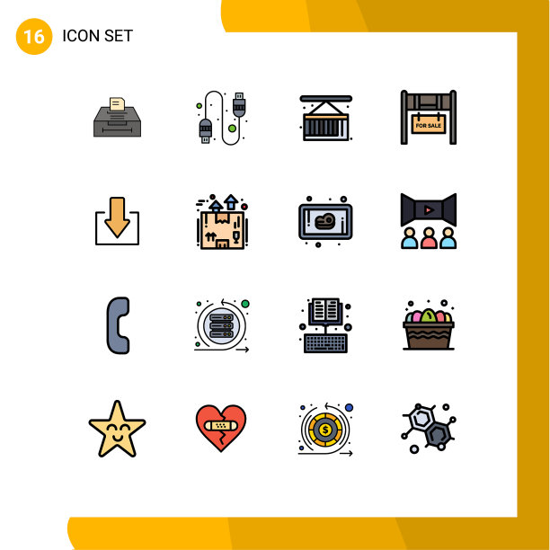 设置16个现代UI图标符号标志图片下载