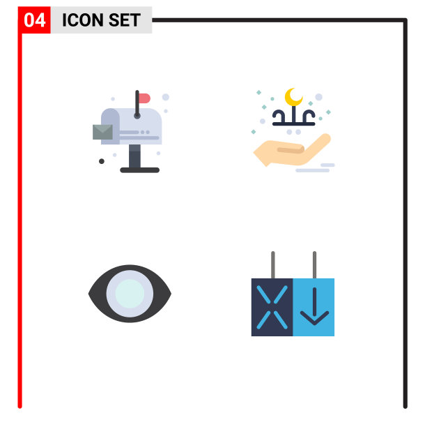 4个通用平面图标标志象征着城市景观图片下载