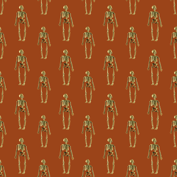 无缝模式的恐怖万圣节骷髅在明亮的背景图片下载