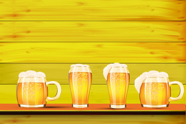 木制柜台背景上的啤酒图片下载