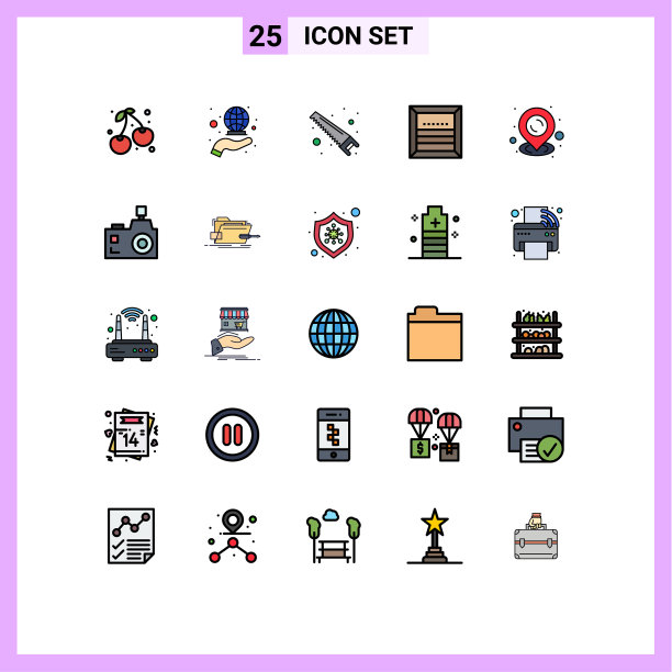 为地图e设置25个现代的UI图标符号图片下载