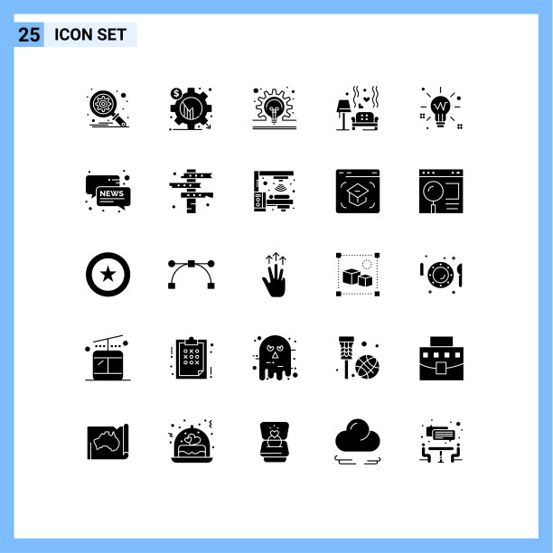 为网络和移动设置的25个通用实体符号图片下载