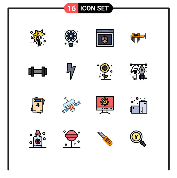 象形图设置16个简单的平色填充图片下载