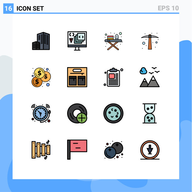 16主题平色填充线条和可编辑图片下载