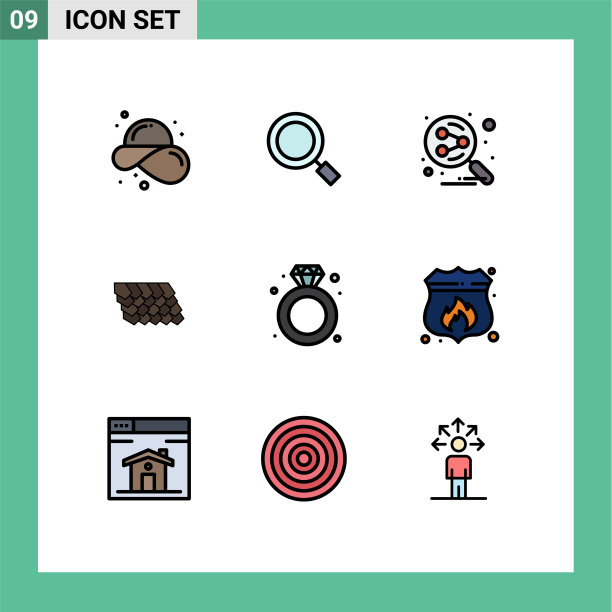 组9现代填充线平面颜色集图片下载