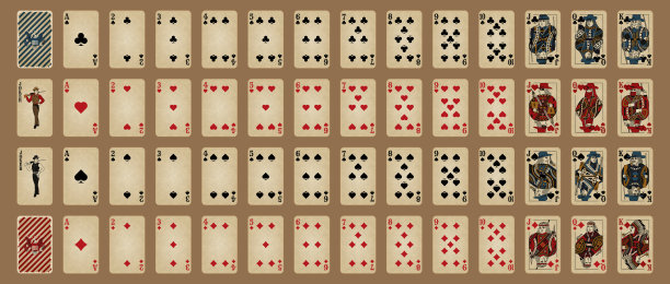 西方风格的扑克套。扑克，全套。图片下载