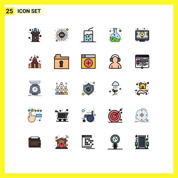 象形文字设置25条简单填充线平图片下载