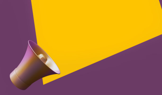 三维渲染的街道扬声器模型上的两色调粉色和蓝色的背景。图片下载