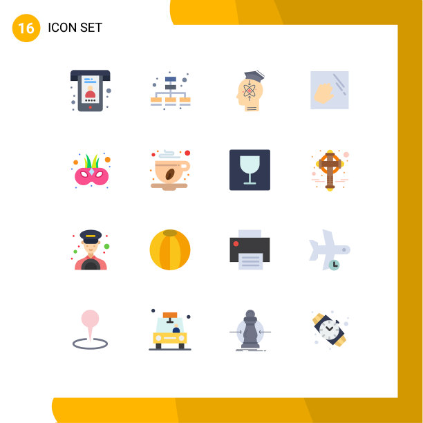 16用户界面平面彩色包装现代标识图片下载