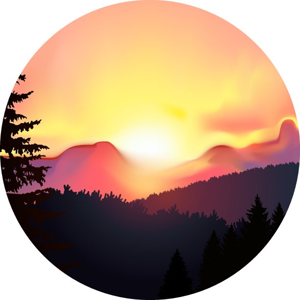 圆形的图标。景观。图片下载