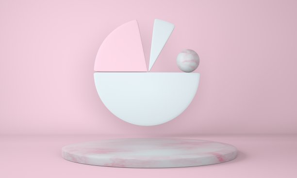 模型平台的品牌。灯光背景和大理石基座与几何形状。3 d。图片下载