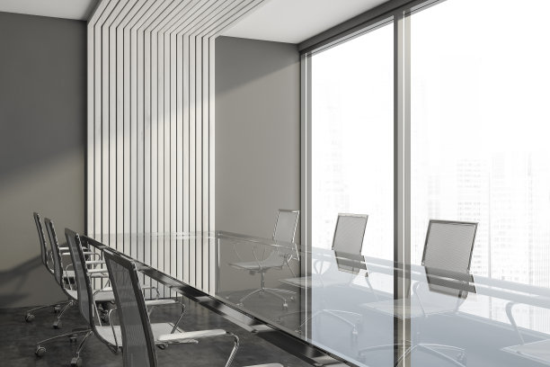 木质和灰色的会议室角落图片下载