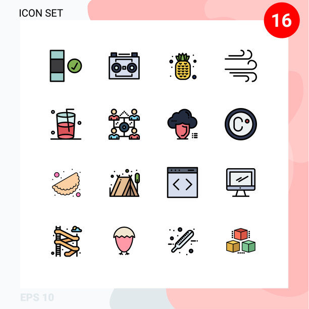 设置16商业平面彩色填充线条包图片下载