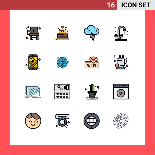 现代集16平色填充线条图片下载