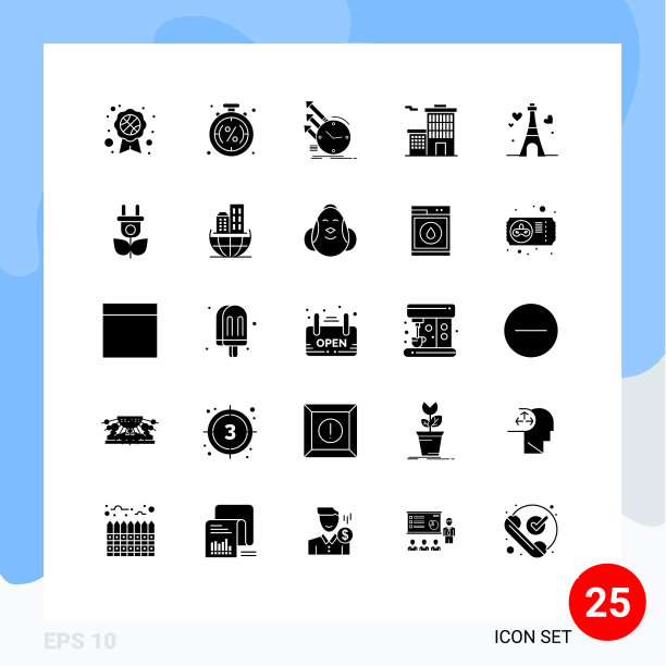 分组25个固体符号符号和符号图片下载