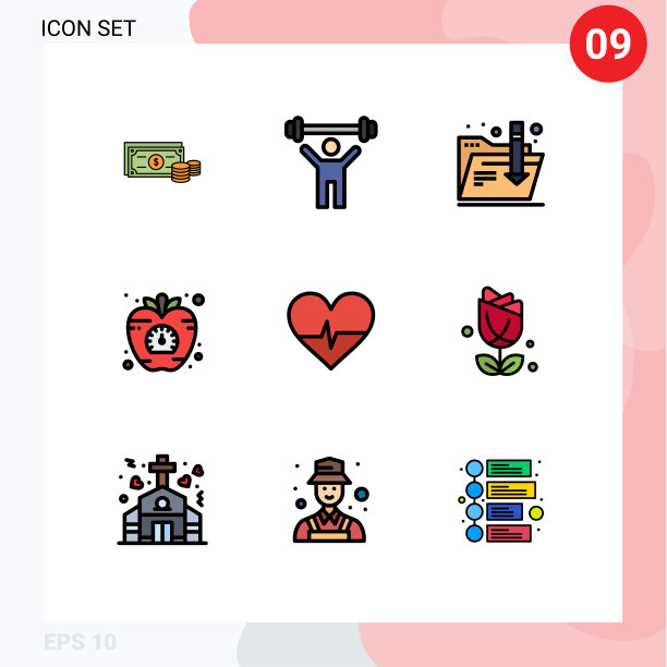 9主题填充线平色和可编辑图片下载