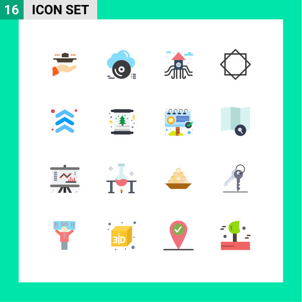 为箭头病毒在网格上设置16种平面颜色图片下载