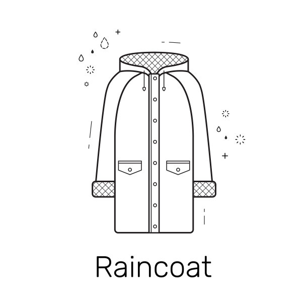 雨衣线性设计矢量插图图片下载