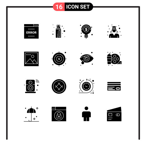 实字形媒体包16个通用符号图片下载