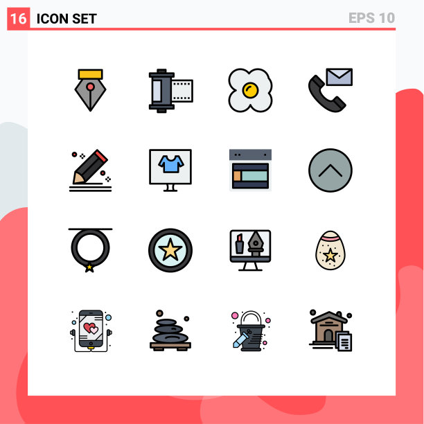 16主题平色填充线条和可编辑图片下载