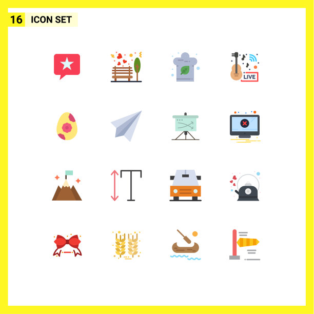 移动界面平面颜色设置16个象形图图片下载