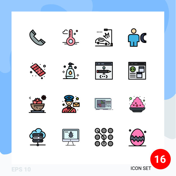 象形图设置16个简单的平色填充图片下载