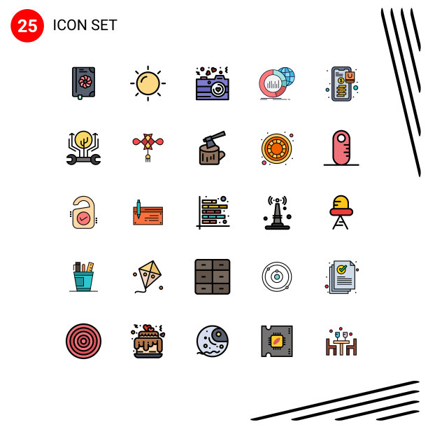 组25现代填充线平面颜色集图片下载