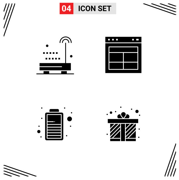 设置4个现代UI图标符号标志图片下载