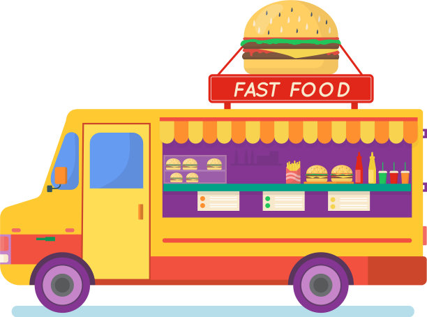 街头快餐车卡通图片下载