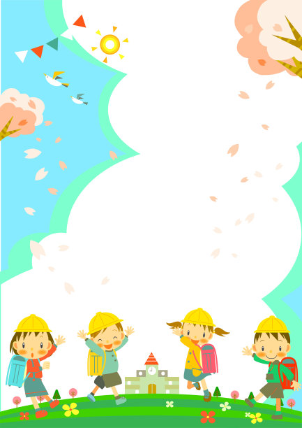 春季学校儿童框架图片下载