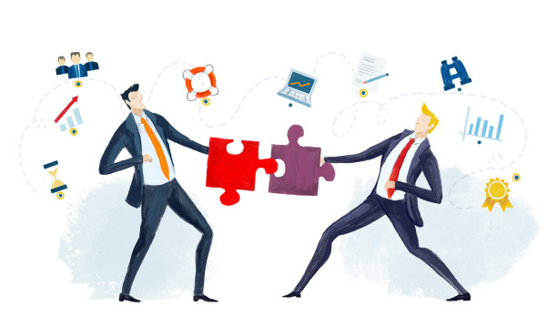商业人士使用拼图。竞争的商业生活，成功之道，合作，解决问题图片下载