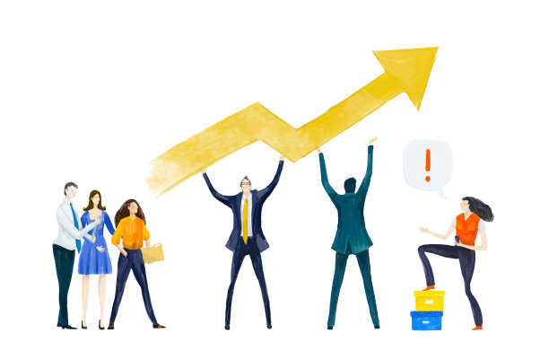 商界人士高举箭头，象征成功、成长和成就图片下载