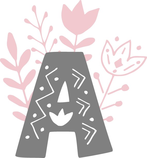 孩子们可以涂鸦字体和字母。民族装饰性民间文字。斯堪的纳维亚卡通风格的字母用于儿童卧室装饰，印刷，服装。向量eps 10。图片下载