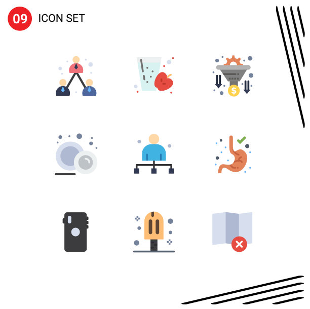 为船长设置9个商业平面颜色包图片下载