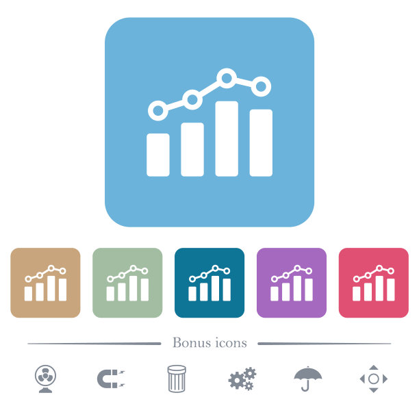 条形图与圆和线平面图标上的颜色圆形方形背景图片下载