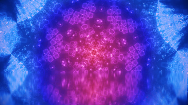 带反射的抽象万花筒背景。美丽的多色万花筒纹理。设计独特的万花筒。图片下载