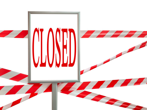 红色和白色线的屏障胶带上的白色隔离和框架与封闭的文本图片下载