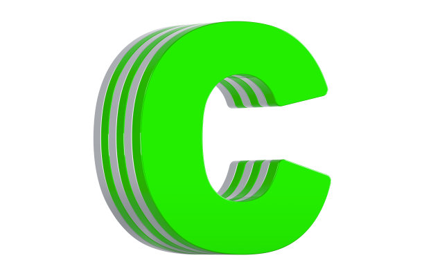 绿色字母C，分层字体。3D渲染孤立的白色背景图片下载