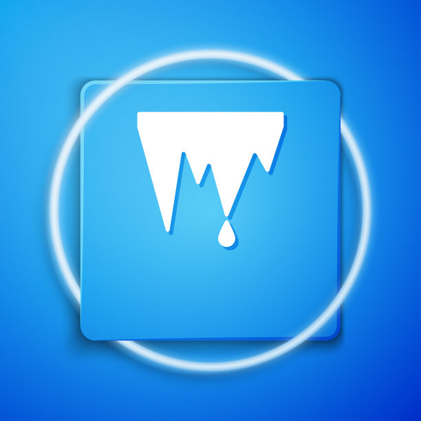 白色冰柱图标孤立在蓝色背景图片下载