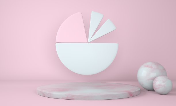 模型平台的品牌。灯光背景和大理石基座与几何形状。3 d。图片下载