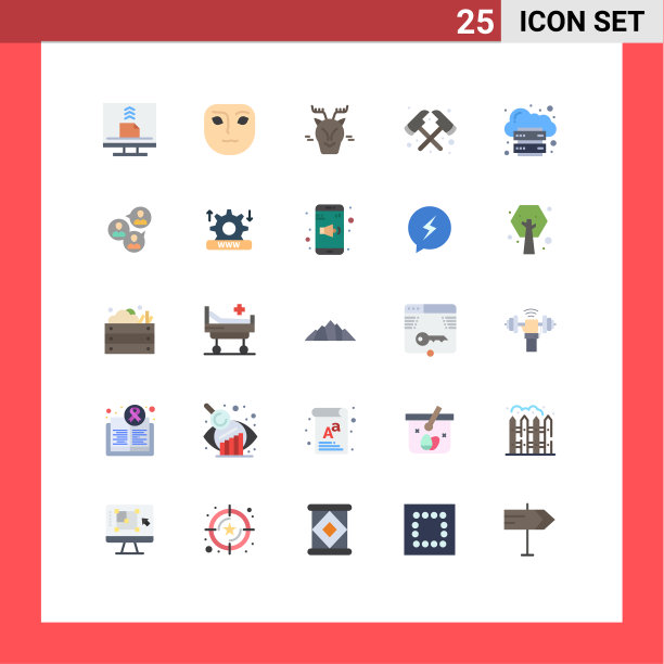 25个主题平色和可编辑的符号图片下载