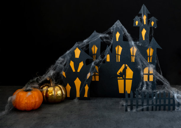 现代万圣节的背景。万圣节派对装饰。图片下载