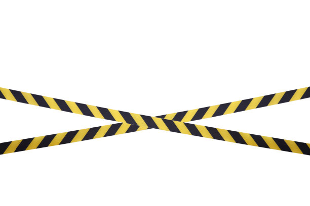 黑色和黄色的隔离带禁止通行图片下载