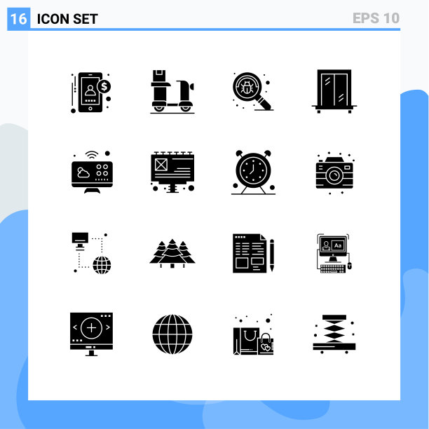 通用图标符号组16个现代立体图片下载