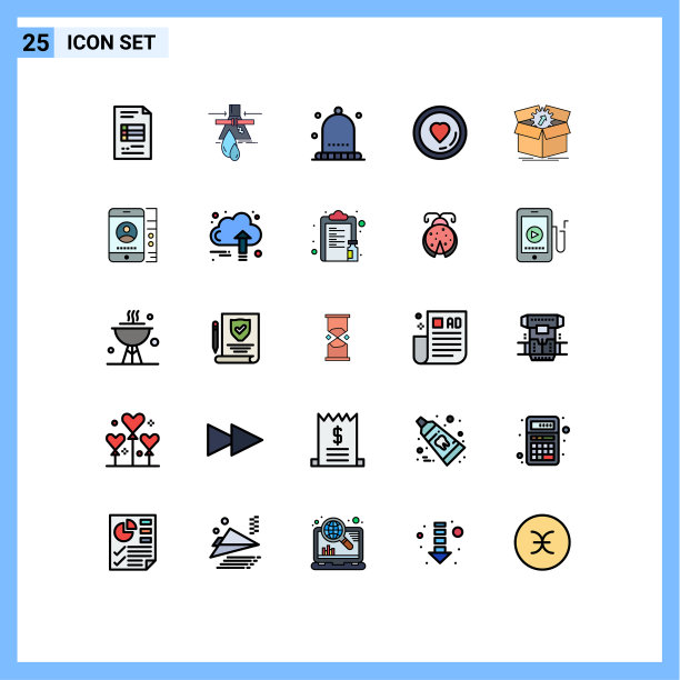 象形文字设置25条简单填充线平图片下载