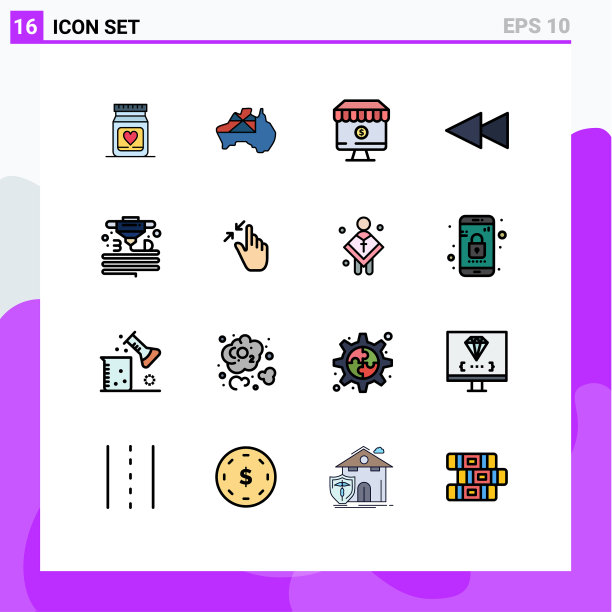 16平面颜色填充线概念的网站图片下载