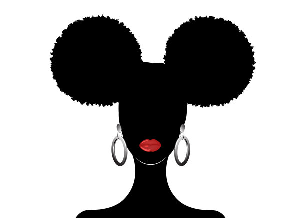 黑人女性与卷发时尚模特标志图片下载