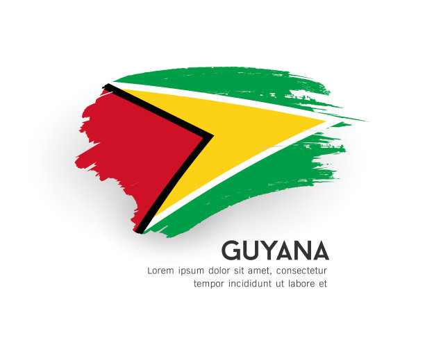 圭亚那国旗笔触设计孤立图片下载
