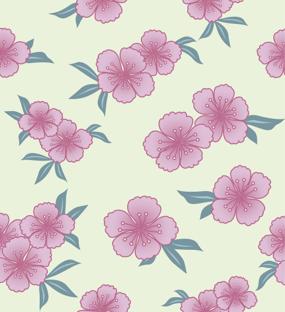 日本可爱的樱花向量无缝图案素材图片